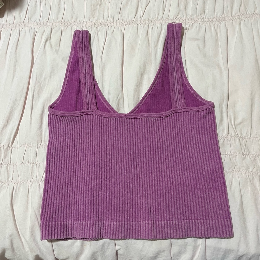 Aura Purple Ribbed Fitted Tank Top